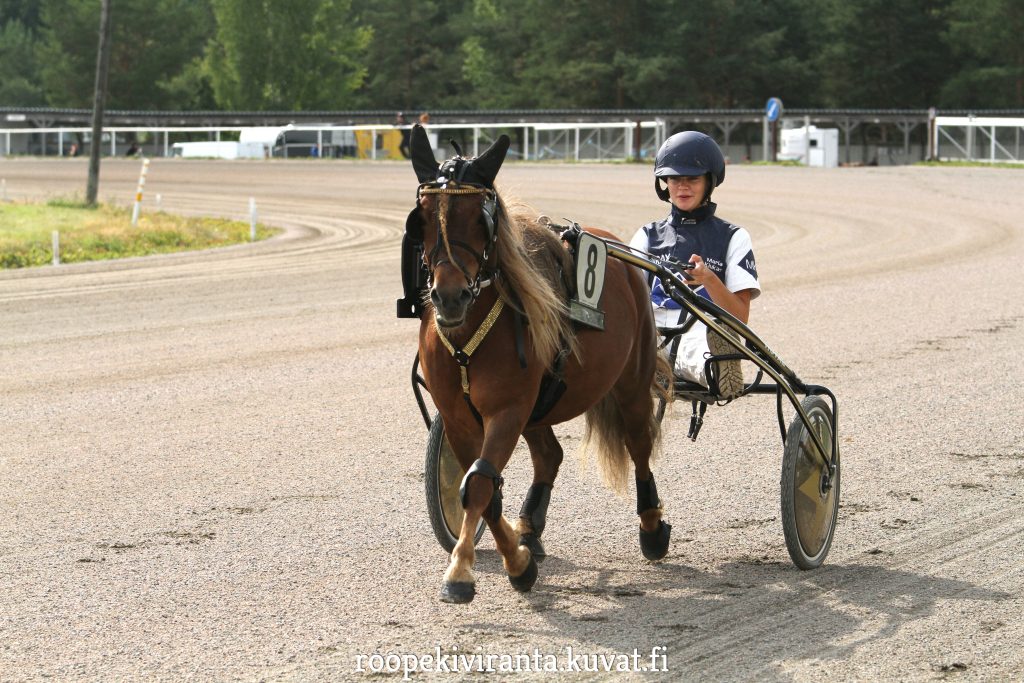 Little Darling ja Maria Kiukas lähtevät ponien Suomi-Ruotsi-maaottelussa matkaan radalta 10. Kuva: Hippos / Roope Kiviranta.